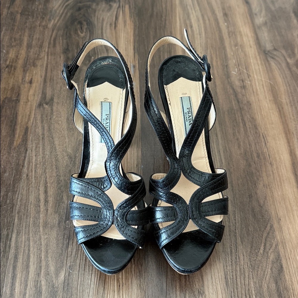 Used Black Strappy Heeled Sandals